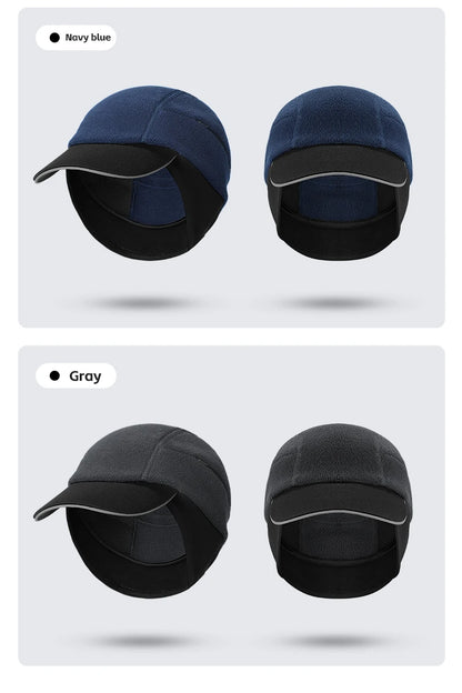 WEST BIKING Winter Cycling Cap With Brim Windproof Warm Sports Cap High Elastic Fleece Hiking Running Hat Cycling Equipment