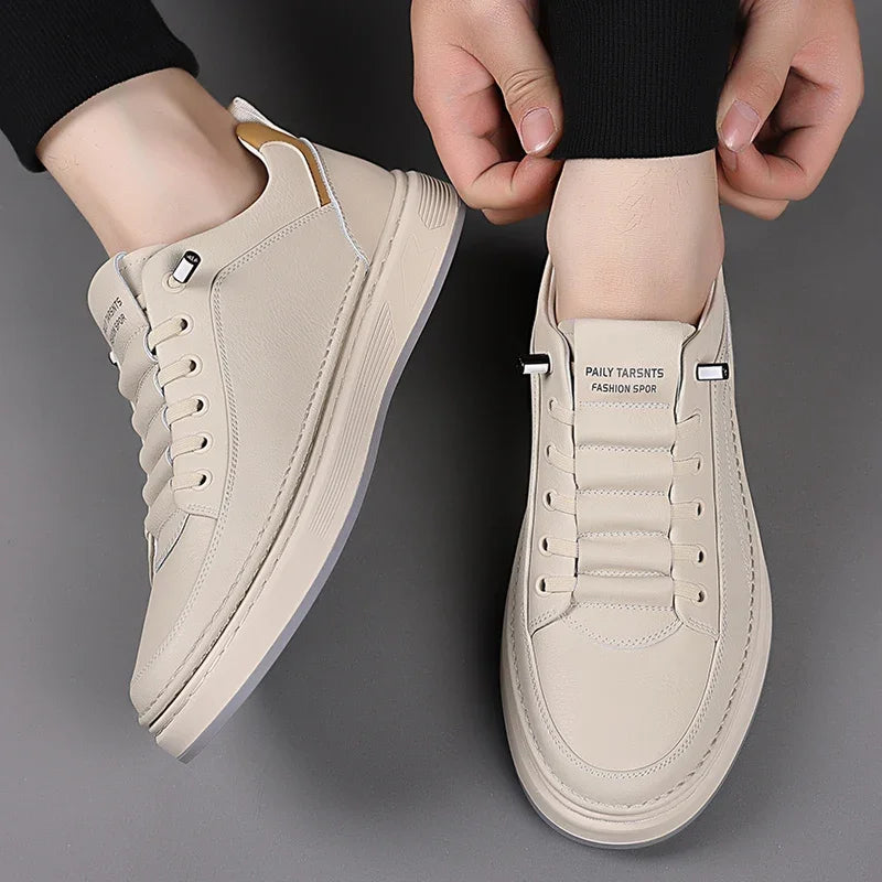 New Men's Shoes High Quality Leather Casual Shoes for Men Designer Sneakers Tenis Masculino Comfort Lace-up White Sport Shoes