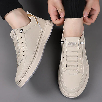 New Men's Shoes High Quality Leather Casual Shoes for Men Designer Sneakers Tenis Masculino Comfort Lace-up White Sport Shoes
