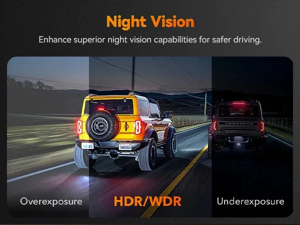 WOLFBOX G850 Front and Rear 4K 5.8Ghz WIFI Voice Control Dash Cam Car Camera WDR 1080P Dash Camera GPS Night Vision 24H Parking