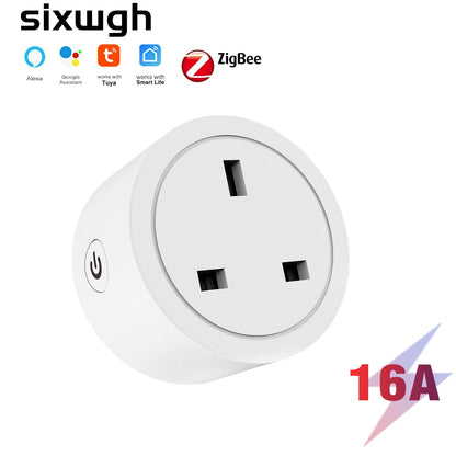 UK Zigbee Smart Plug with Energy Monitoring|Tuya Smart Life App Remote Control|Timer, Supports Alexa & Assistant|Device Sharing