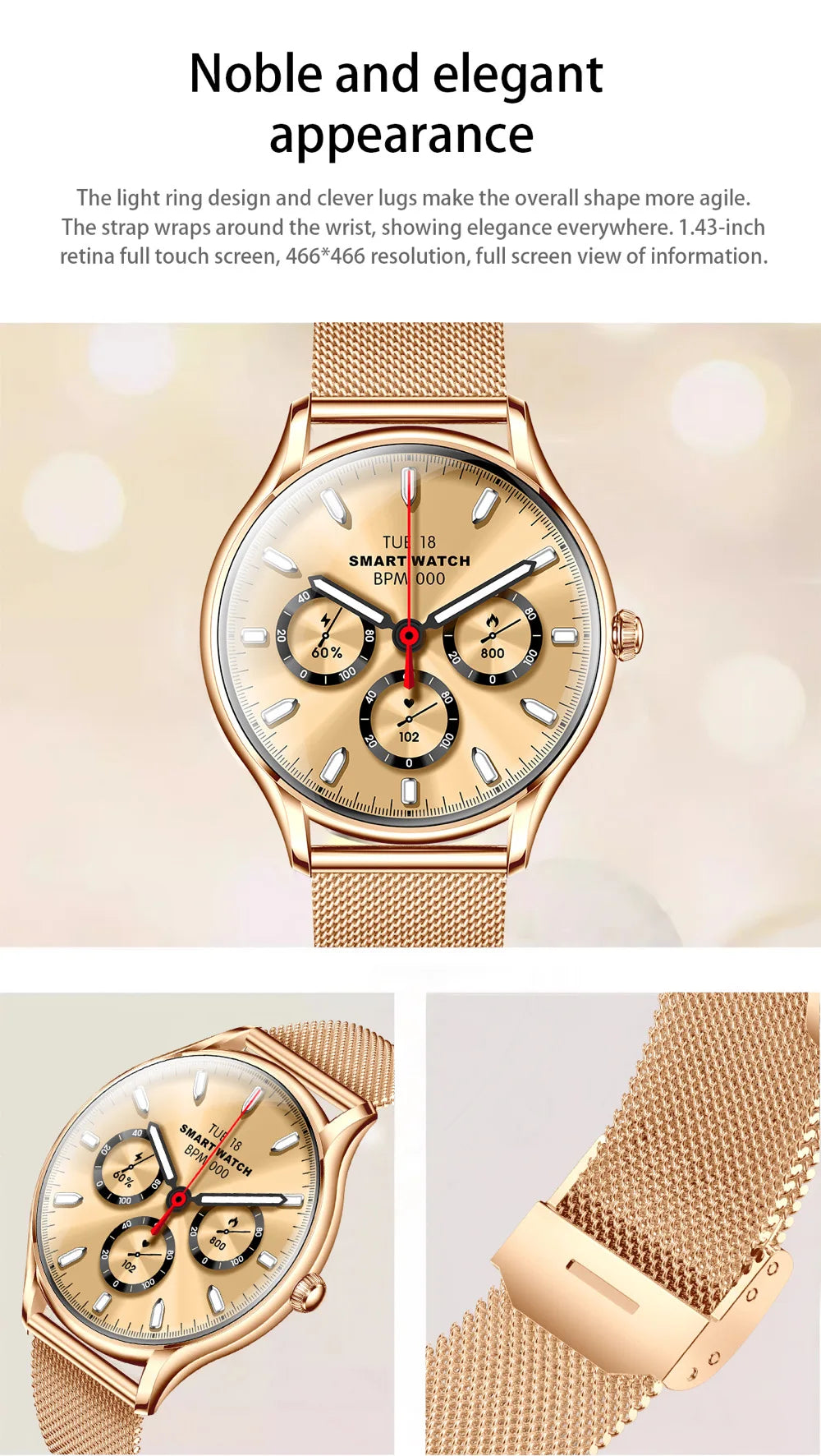 2025 New AMOLED Screen 7.9mm Ultra-thin Women Blue Tooth Call Smart Watch Heart Rate Health Lady Music Sport Fitness Smartwatch