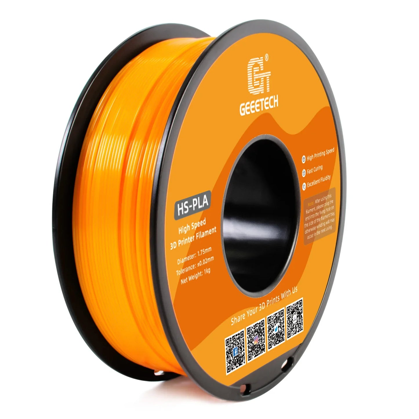 GEEETECH High-Speed PLA Filament 1.75mm 1kg 1 spool,Better Liquidity, Fast Curing, HS-PLA High-Speed 3D Printing Filament