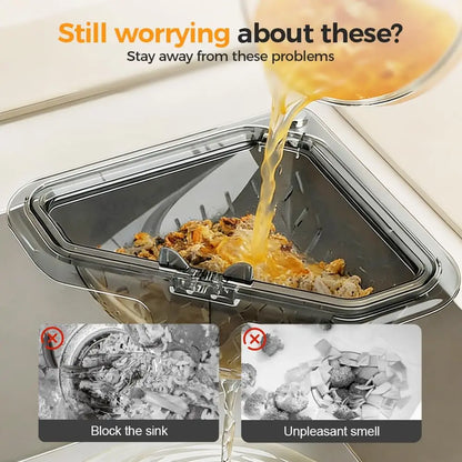 Creative Triangular Sink Drain Basket Transparent Multifunction Kitchen Organizer Hanging Filter Mesh Basket Sink Gadgets