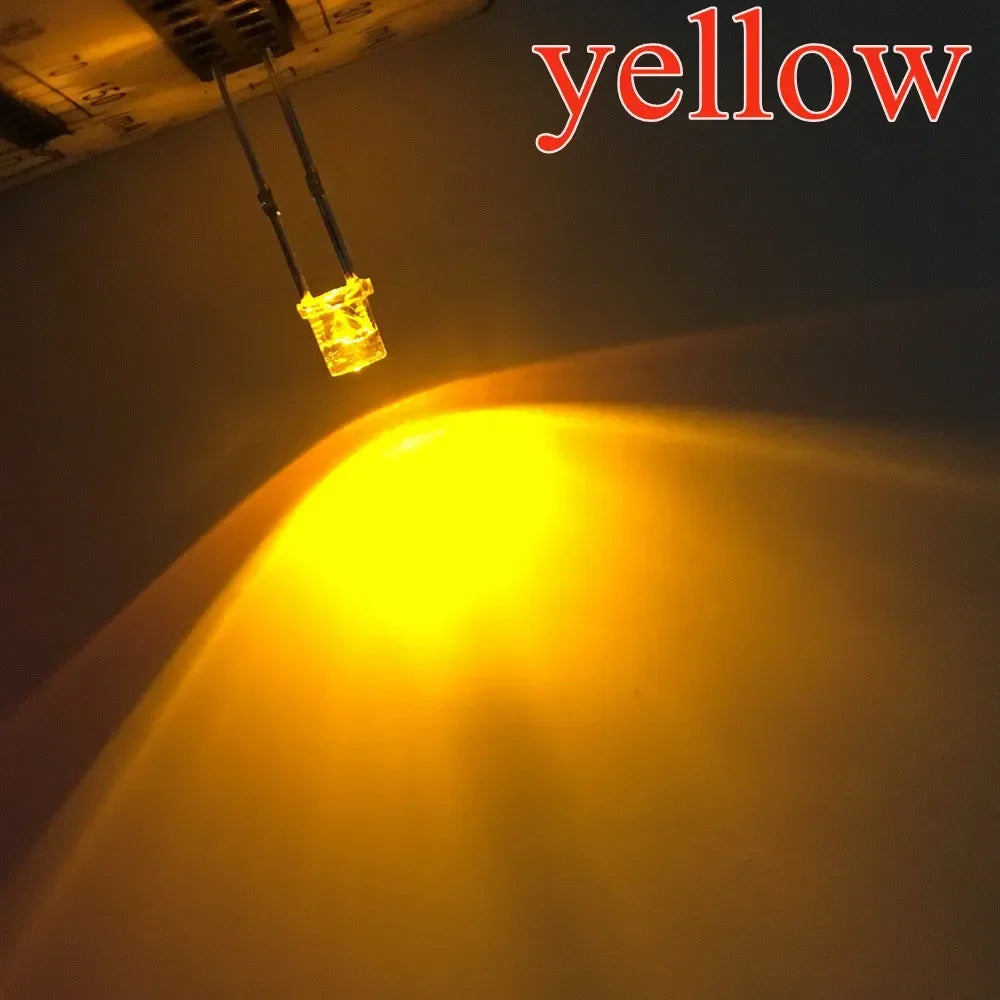 100pcs F3 3mm Flat Led Ultra Bright Diodes Wide Angle Light Emitting Bulbs Signage Decoration Advertising Lamp Ambient Building