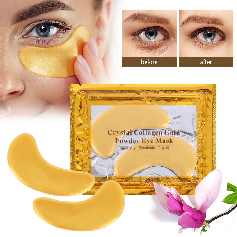 Gold Moisturizing Crystal Collagen Eye Mask Anti-Wrinkle Anti Aging Fade Dark Circles Skin Care Patch Dilute Fine Lines Mask