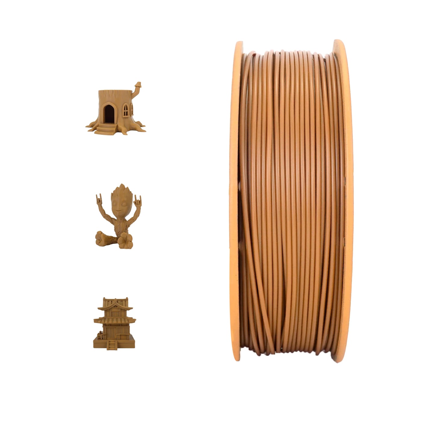 Likesilk Imitation Wood Color PLA F 3D Printing Filament 1.75mm Dimensional Accuracy +/- 0.02 mm, PLA F  0.25KG （Teak Color