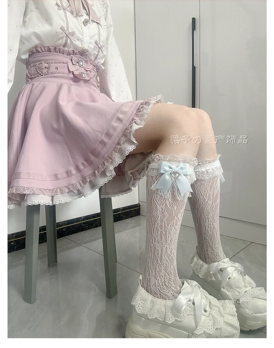 JK Lolita Lace Stockings Bow Knot Sweet Socks Female Long Stocking Teen Uniform Calf Socks Student Cute JK Socks