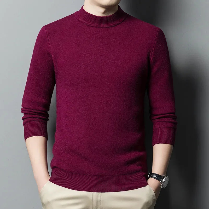 Slim Black Tops Men Autumn Winter Turtleneck Long Sleeve Slim Pullover Sweater Blouse Top Good Quality Spring Autumn Pullover