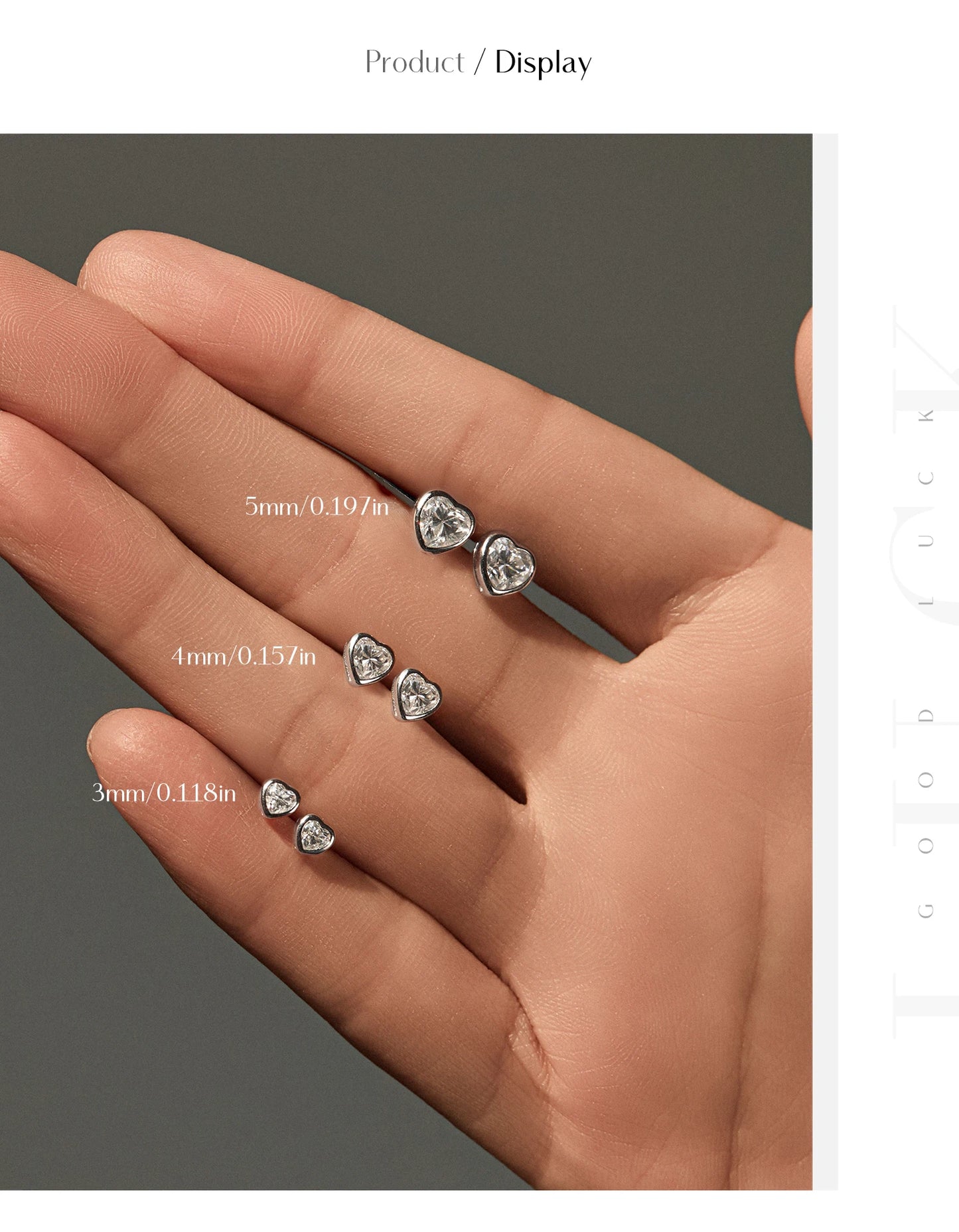 MODIAN 3 Sizes Heart Moissanite Ear Studs 925 Sterling Silver Dazzling Stackable Fashion Stud Earrings For Women Fine Jewelry