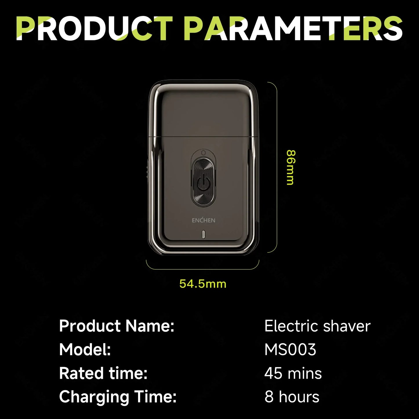 ENCHEN MS003 Compact Foil Shaver With POP-UP Precision Trimmer Type-C Charging With Indicator 7000RPM Strong Motor