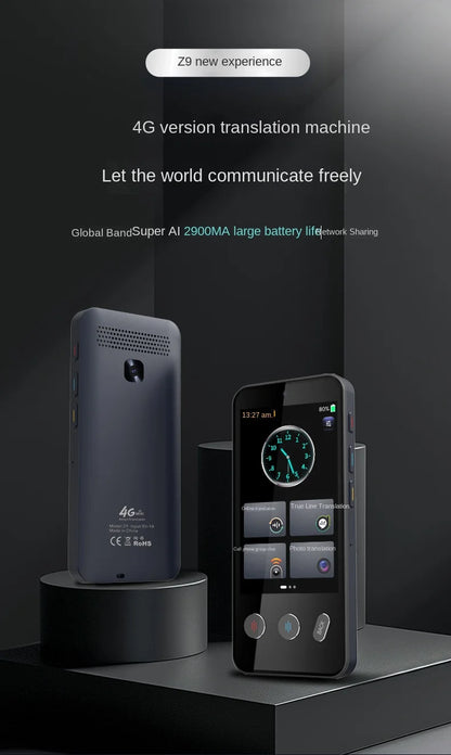 Smart Translator Z9 Global Languages Voice Intelligent Online Translation Machine Speech Translate Device Support 4G SIM Card