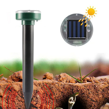 4PCS Solar Powered Ultrasonic Mouse Mole Repeller Rodent Deterrent Vibration Wave LED Lights For Yard Garden Park Farm Outdoor