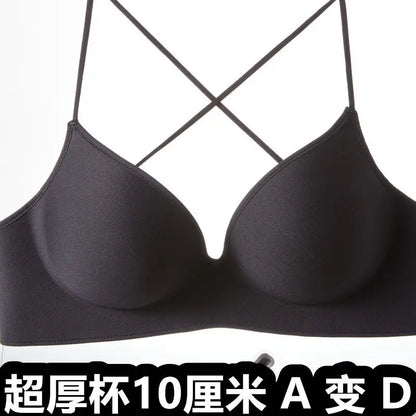 10CM Ultra Thick Push Up Bra for Small Chest Women Wireless Seamless No Side Fat Bra Lift Shape Body Shaper with Invisible Back