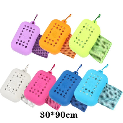 10PCS Portable Mini Silica Gel Set Cold Towel Polyester Fiber Outdoor Cooling Towel Fitness sports gym Run quick Dry Cool Towel