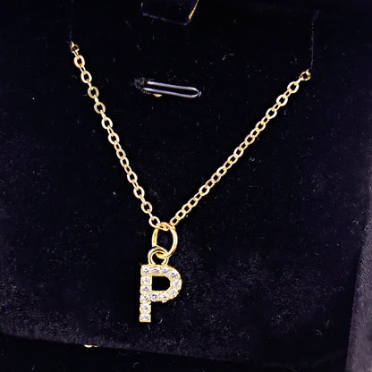 Kpop Shining A-Z Letter Pendant Charm Necklace 26 Initial Alphabet Name Golden Clavicle Chain Party Valentine's Day Jewelry Gift