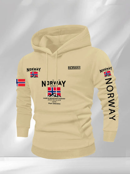 Norway Autumn winter models Men's Fleece windproof Warm 100%Cotton Oversized Hoodie Outdoor Commuter Men's High Elastic top