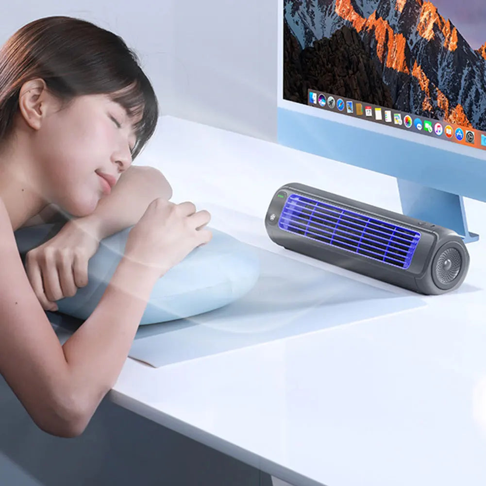 USB Plug-in Portable Tower Fan 3 Speed Desktop Fan 2000mAh Rechargeable Quiet Standing Fan 300x80x80mm Wall Mount Fan