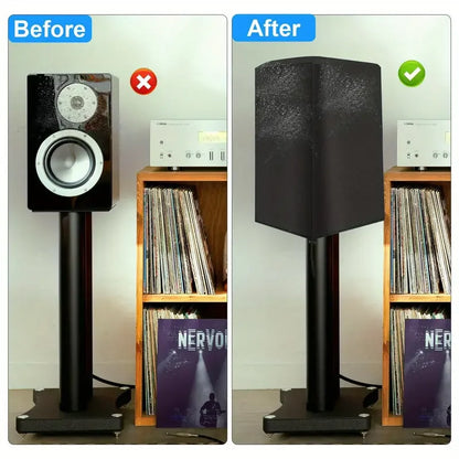 Durable Black 210D Oxford Cloth Speaker Covers - Water and Dust Resistant, Multiple Sizes for Home Theater Outdoor Sound Systems