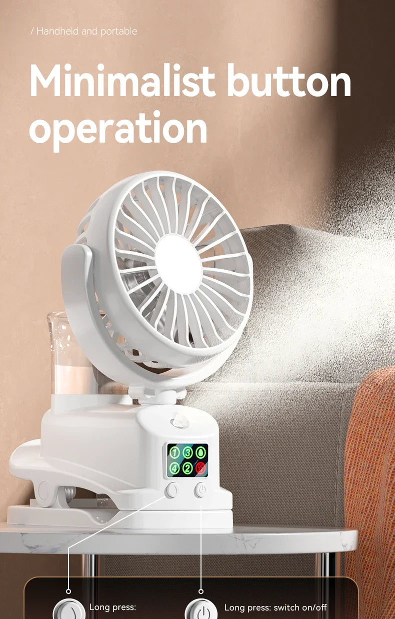 Refrigerating Clip Spray Fan USB Rechargeable Office Dormitory Outdoor Multi-Functional Desktop Clip Fan Moisturizing