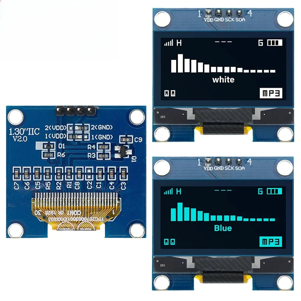1.3" OLED Display Module White/Blue Color Drive Chip CH1106 128X64 1.3 inch OLED LCD LED IIC I2C Communicate For Arduino