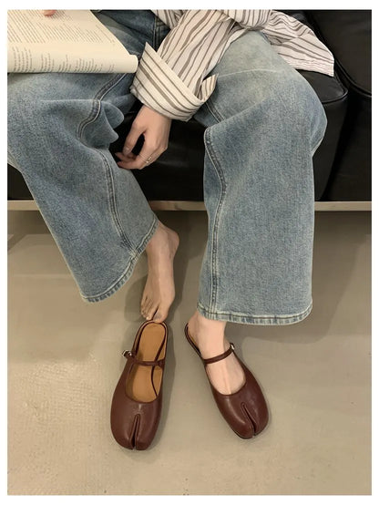 Women Tabi Ninja Slippers Brand Mules Soft Microfiber Comfy Flats Fashion Split Toe Slides Casual Loafer Shallow Ballerina Mujer