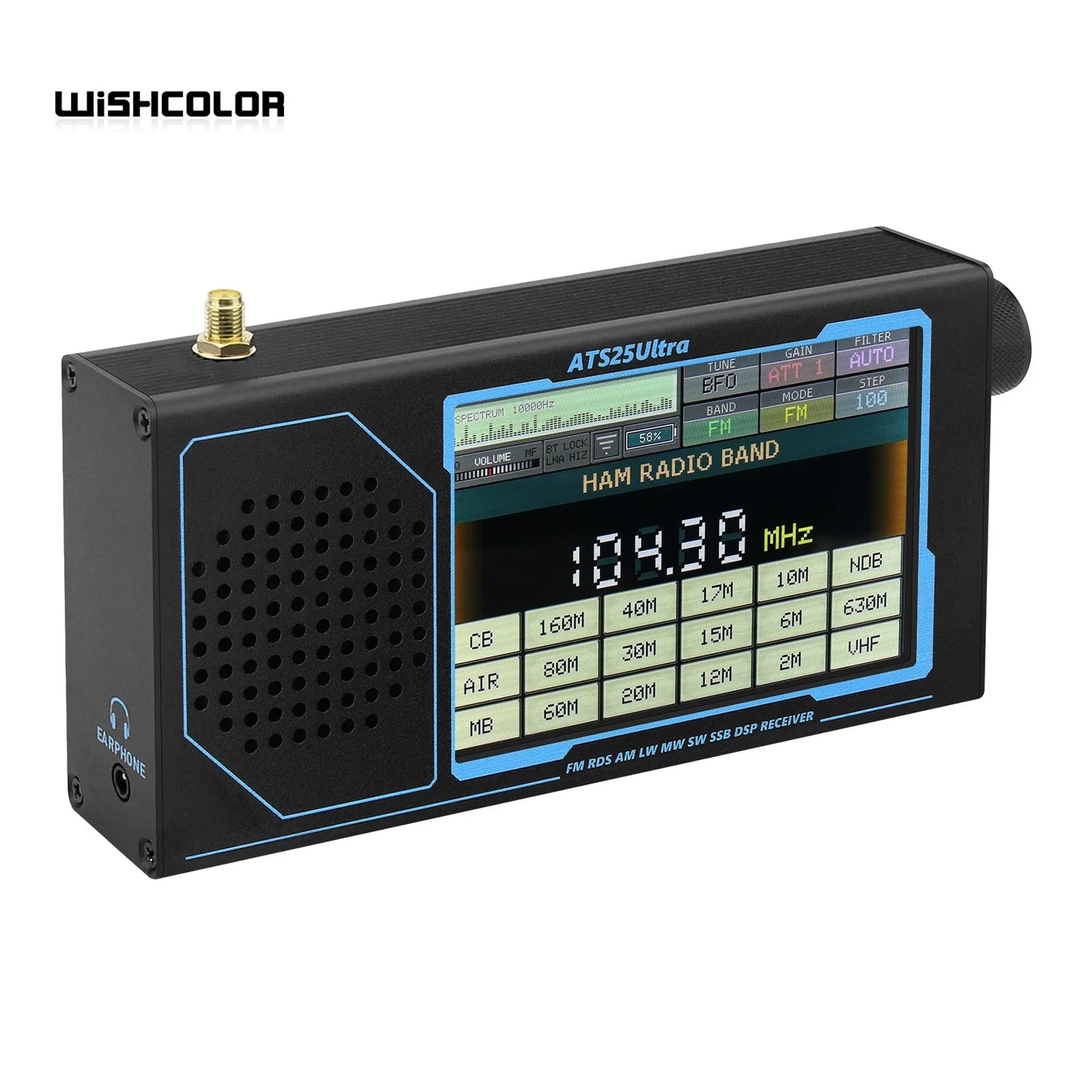 Wishcolor ATS25 ULTRA FM SW SSB MW LW AIR SDR Receiver Aviation Band Receiver Supports Bluetooth WiFi with 4-inch Touch Screen
