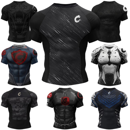 Hot Sell 3Digital Printed MMA BJJ Rash Guard Compression Shirt for Grappling Wrestling Daily MMA BJJ No-Gi Fitness Tee Shirts