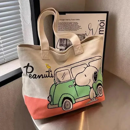 Snoopy Girl New Cute Cartoon Fashion Versatile Casual Travel Lightweight Large Capacity Storage Shoulder Portable Canvas Bag