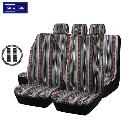 AUTO PLUS Car Seat Covers Set Baja Saddle Blanket Weave Universal Fit Most Car Seat Protection Steering Wheel Cover Protector by PDG ibma
