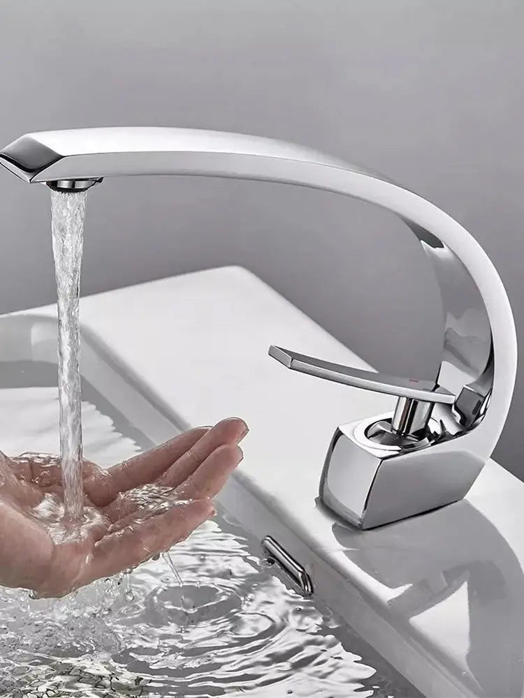 Chrome Basin Faucet  Washing Basin Mixer Deck Mounted Cold and Hot Bathroom Faucet