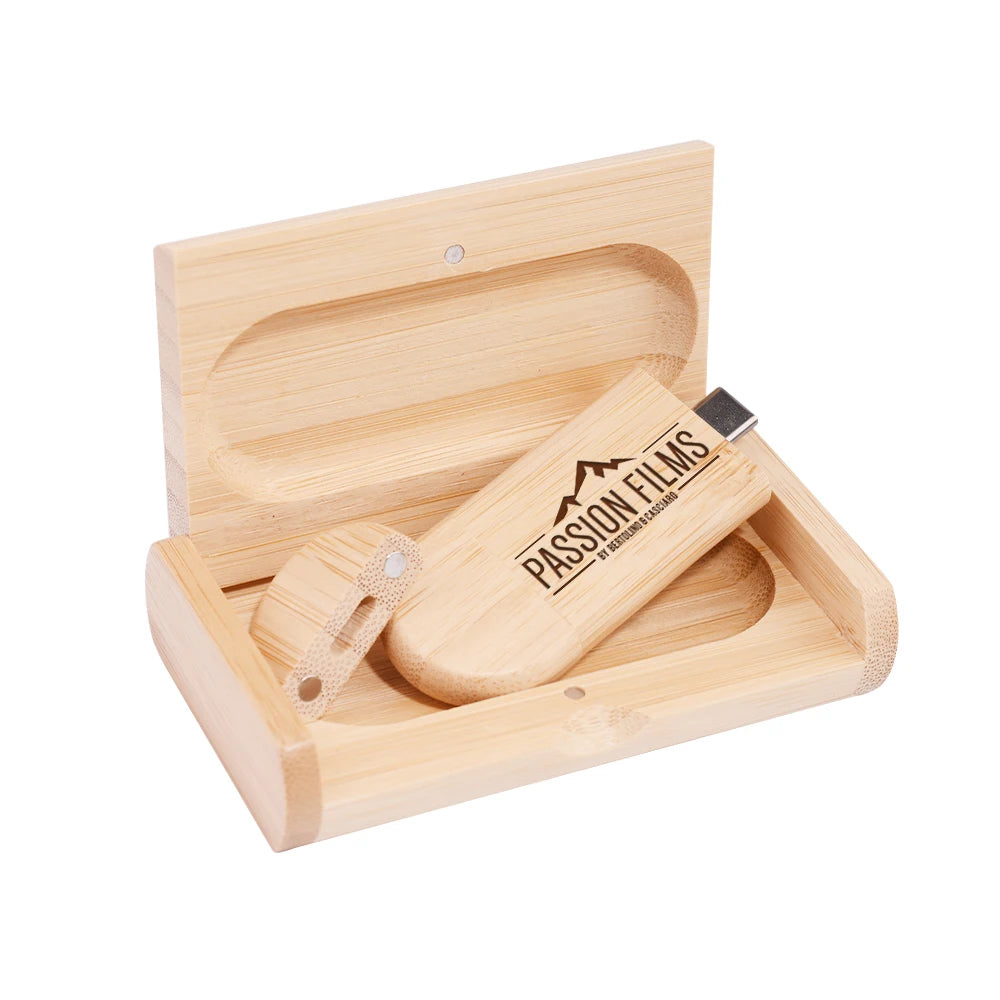 2 IN 1 TYPE-C USB 3.0 Flash Drive 128GB Free Custom Logo Pen Drive 64GB Wooden Pendant Memory Stick 32GB Creative Wedding Gift
