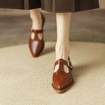 Ladies Shoes 2024 New Mary Janes Women's High Heels Fashion Buckle Strap Office and Career High Quality Pointed Toe Heels Women