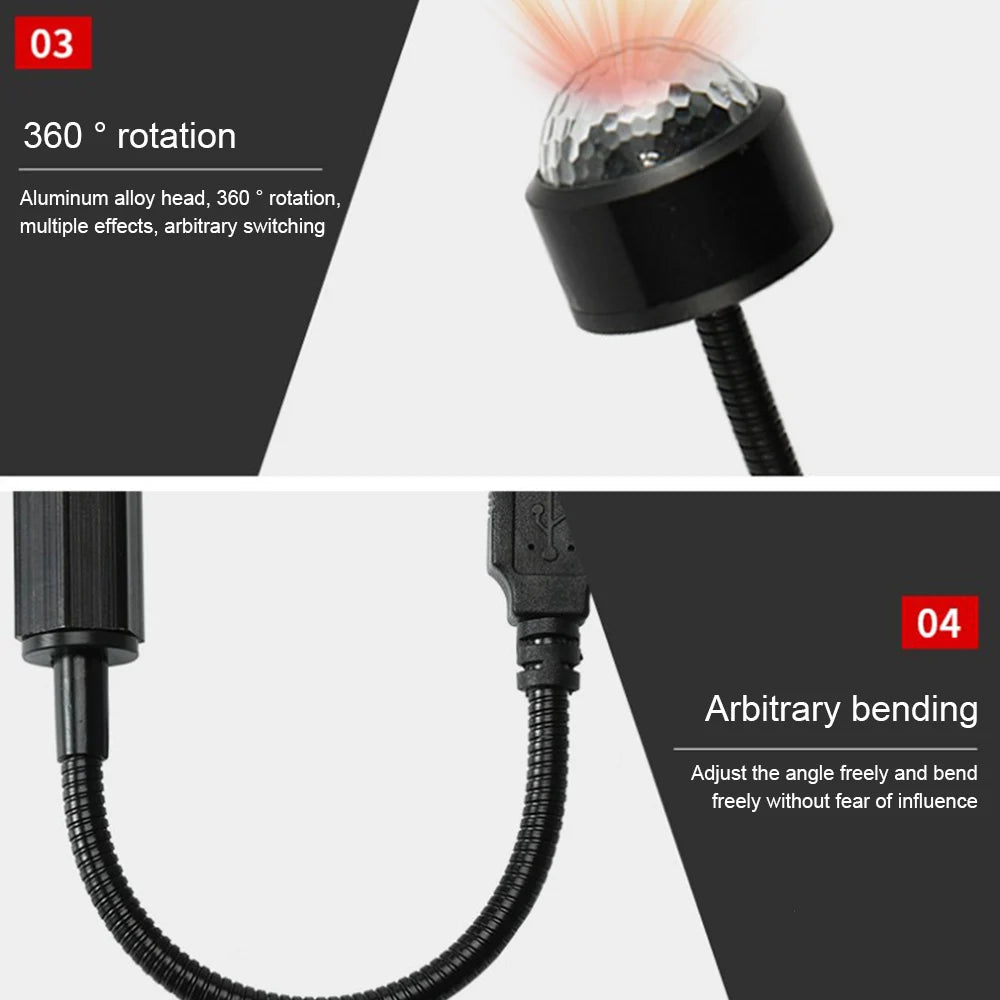 Mini LED Car Roof Star Night Light Projector Atmosphere Galaxy Lamp USB Decorative Adjustable For Auto Roof Room Ceiling Decor