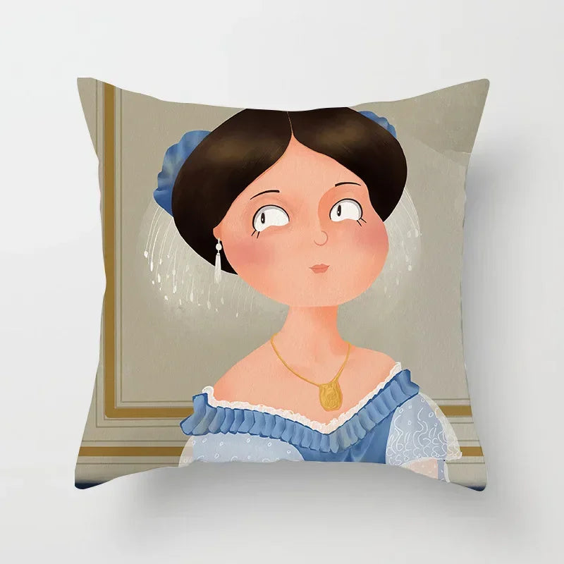Creative Cartoon Oil Painting Mona Lisa Van Gogh Cushion Cover Portrait Painting Throw Pillow Case Cojines Decorativos Para Sofa