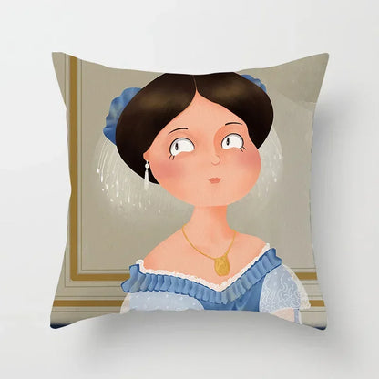 Creative Cartoon Oil Painting Mona Lisa Van Gogh Cushion Cover Portrait Painting Throw Pillow Case Cojines Decorativos Para Sofa