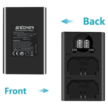 Dual Camera Battery Charger for Sony NP-FW50 FZ100 BX1 Canon LP-E6 E8 E17 NB-13L fuji NP-W235 W126 Nikon EN-El15 EL25 Panasonic