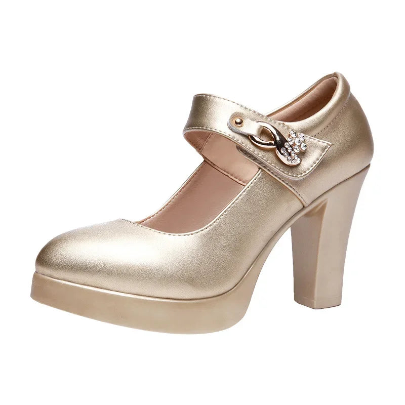 5 8 10cm Small Size 32-44 Elegant Gold Silver Wedding Shoes Women Platform Pumps 2026 Block High Heels Shoes Dress Office Model
