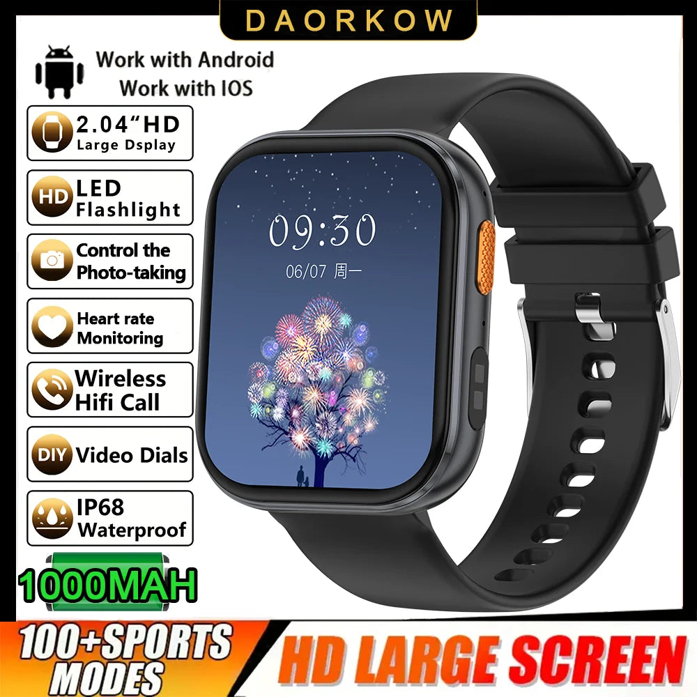 2026 2.04-inch Ultra Smart Watch 1000mAh High Capacity Battery Outdoor Sports Fitness Health Monitoring Smartwatch For Men Women