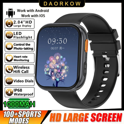 2026 2.04-inch Ultra Smart Watch 1000mAh High Capacity Battery Outdoor Sports Fitness Health Monitoring Smartwatch For Men Women