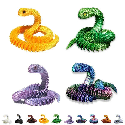 3D Random colored eyes Printed Snake Movable Joint Simulation Snake Figurine Creative Home Office Desktop Ornament