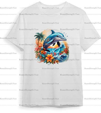 Color Fluid Painting Ironing Sticker Clothes DTF Fashion T-shirt Hoodie DIY Jacket Patch Hot Paste Paper