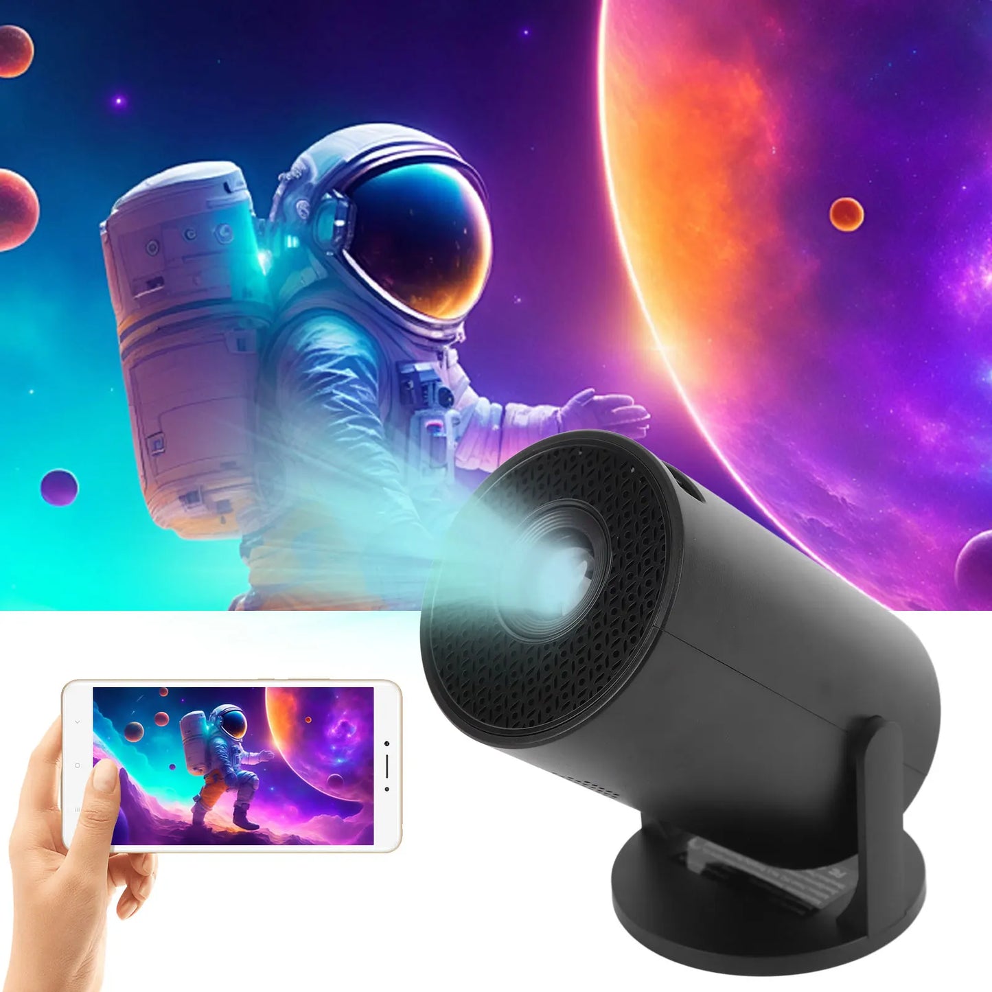 Portable Projector Wireless Fidelity 1080P 270 Degree Adjustable USB TV Sticks Video Movie Projector for Android Laptop PC Phone