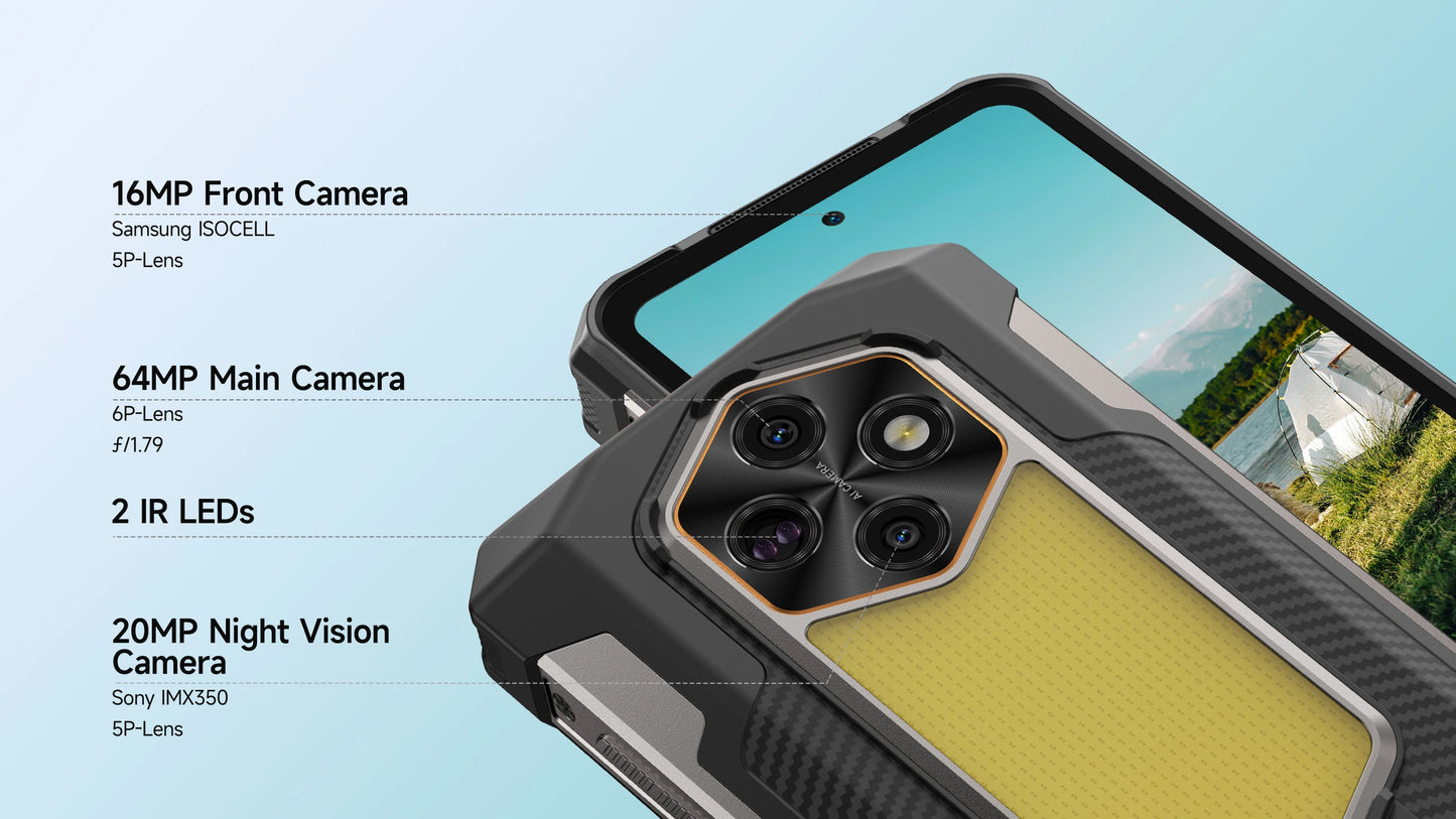 Ulefone RugKing 5 Pro 20000mAh Rugged Phone Android 16 16GB+256GB IP68/IP69K Waterproof Smartphone 6.78 FHD+ Night Camera 4G