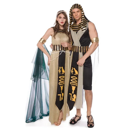 Robe Cosplay pour Couple, Costume de fête de carnaval antique égyptien, paon cléopatra, Halloween, médiéval, King, Queen, déesse