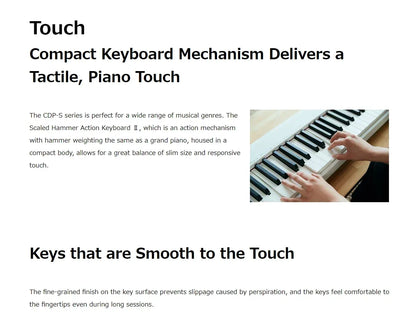 CASIO CDP-S110 Portable Digital Piano, 88-Key Scaled Hammer Action Keyboard, Bluetooth MIDI, Battery-Powered