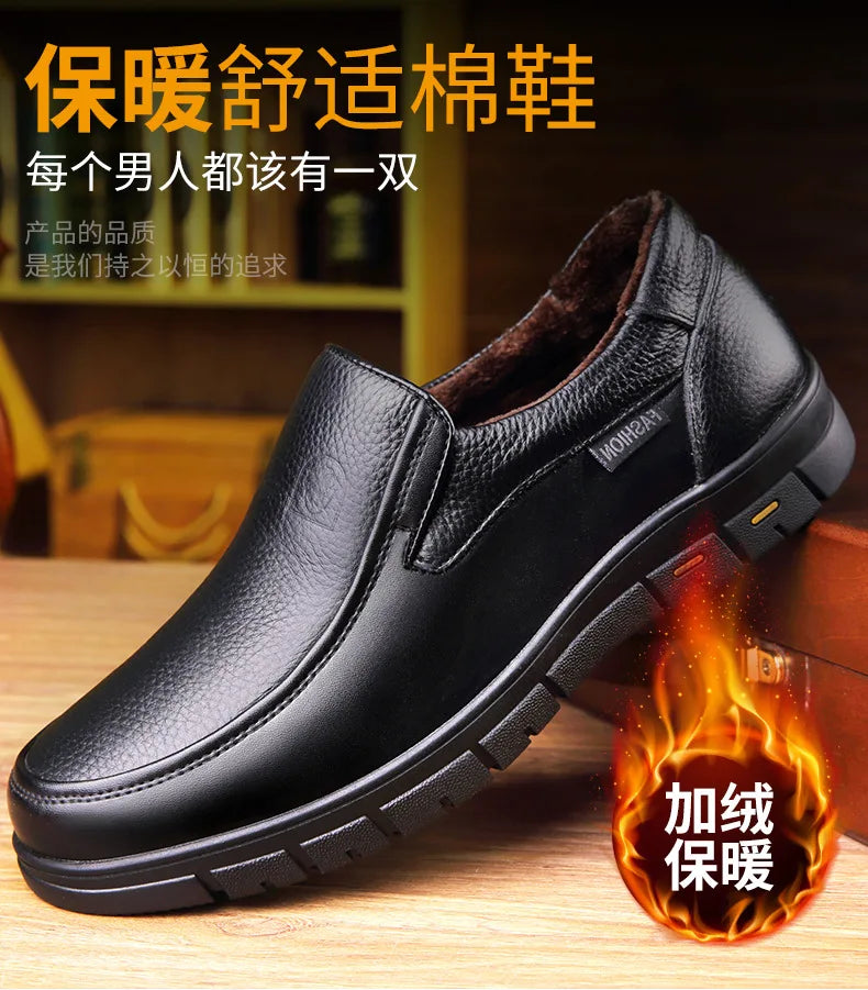 2026 Men's Shoes Genuine Leather Business Dress Leisure Middle-Aged and Elderly Dad's Shoes, Men's Leather Shoes 48 Size Summer