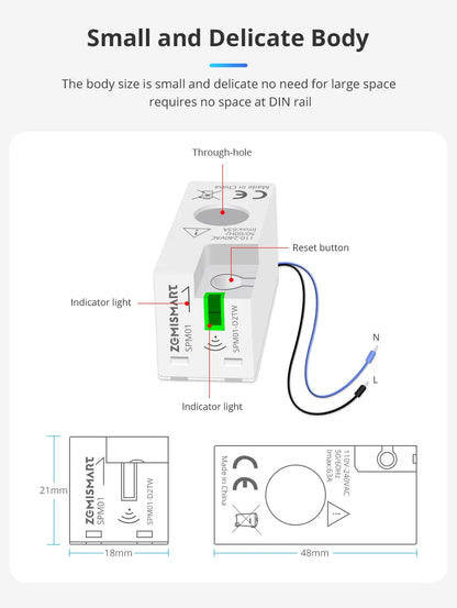 Zemismart Smart Energy Meter Zigbee WiFi Monitor Electric Sensor Measure Work With Tuya Zigbee2mqtt Home Assistant