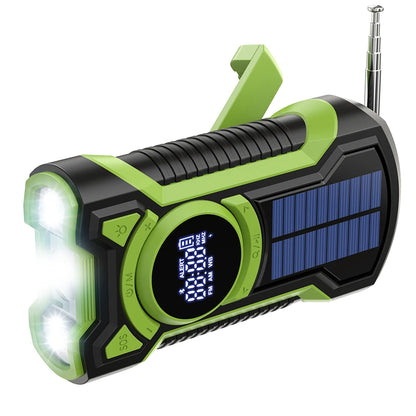 Emergency Crank Solar Radio 5000mAh Rechargeable Battery Portable AM/FM Radio with Bluetooth Auto Scan Waterproof LED Flashlight