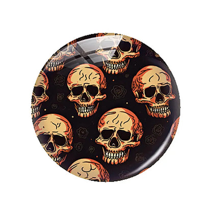 Breloques cabochons en verre à dos plat, style gothique sombre, tête de mort et fleur, pour la création de bijoux DIY. Démonstration de camée à dos plat pour la fabrication de bijoux DIY.